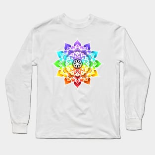 Mandala of Chakras in the 7 colors of the rainbow n°2 Long Sleeve T-Shirt